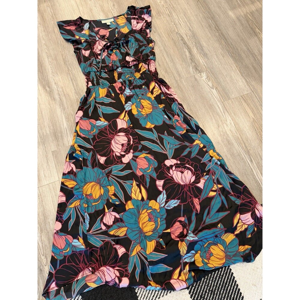 Ryegrass Floral Maxi Dress Small Smocked Waist Boho